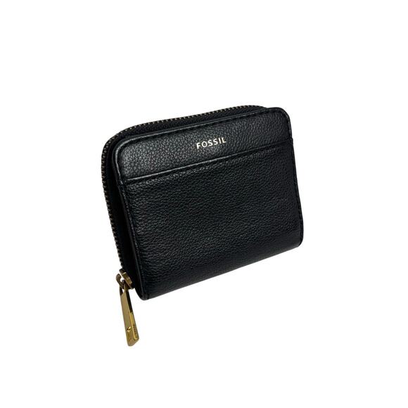 Fossil Jori Bifold Black Zip Around Mini Wallet Card Holder - Picture 1 of 5